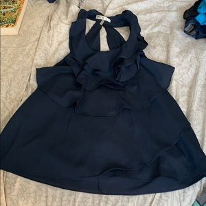 Navy Ruffle Halter Top - Size M